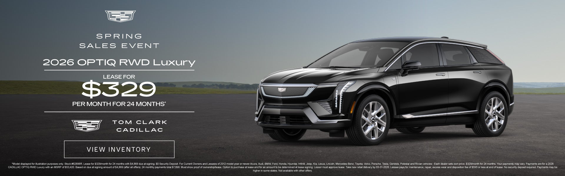 "SPRING SALES EVENT 2026 CADILLAC OPTIQ RWD Luxury"	LEASE FO